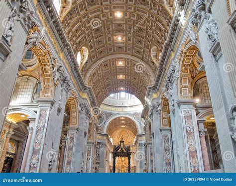 Saint Peters Basilica Interior Editorial Stock Image - Image of ...