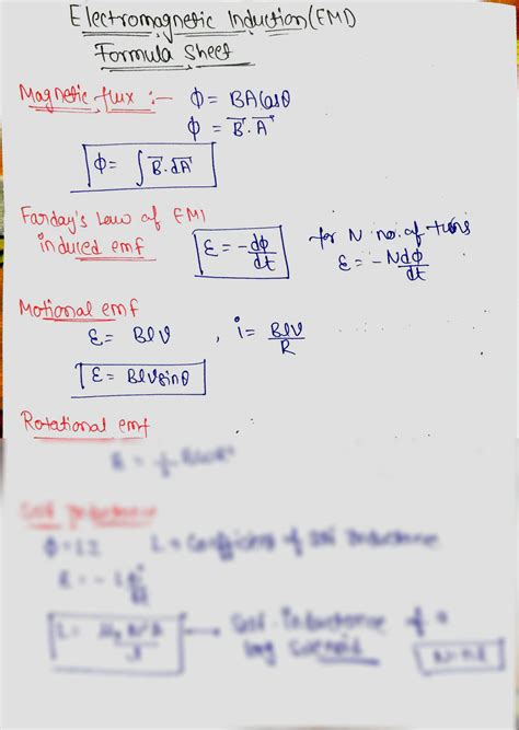 SOLUTION: Electromagnetic induction emi class 12 physics formula sheet ...