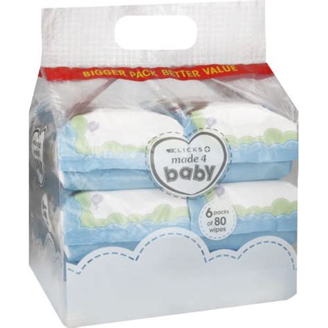 Clicks Baby Wipes 6 packs x 80 Wipes - Clicks