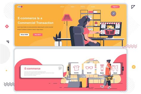 E-commerce landing pages set. 1831099 Vector Art at Vecteezy