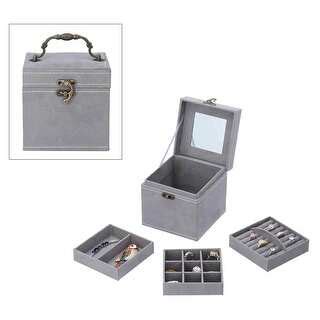 Shop LC Velvet Three Layer Jewelry Box with Mirror, Handle & Lock - Bed ...