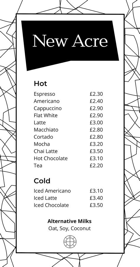 Menu at New Acre Cafe, London