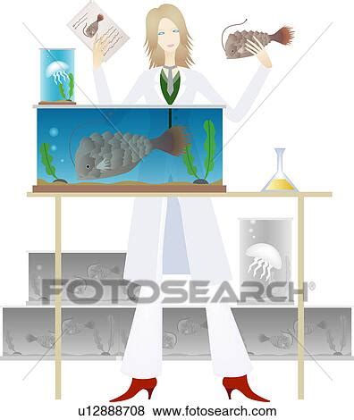 Stock Illustration of laboratory, biologist, lab, sea, fish, work u12888708 - Search EPS Clip ...