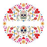 Dia De Los Muertos Banners Day of the Dead Mexican Sugar Human Head Bones and Flowers Vector ...