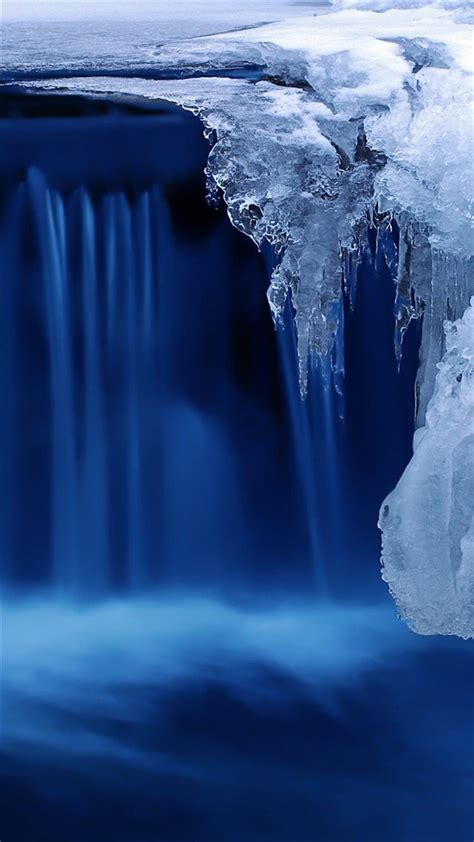 Nature Frozen Ice Waterfall iPhone 8 Wallpapers Free Download