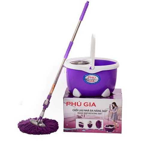 Bộ chổi lau nhà Phú Gia 360 độ. PG360-MS03, Lồng vắt cây lau mâm xoay ...