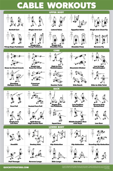 AmazonSmile : QuickFit Cable Machine Workout Poster - Cable Machine Exercise Chart (Laminated ...