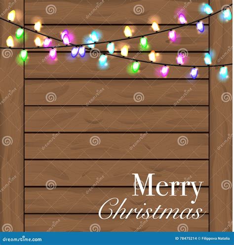 Christmas Background with Colorful Light. Planked Wood Background Stock ...