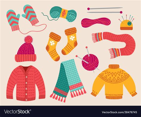 Wool clothes fabric woolen fashion colorful Vector Image