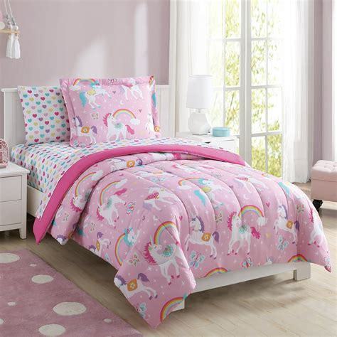 Your Zone Rainbow Unicorn Bed-in-a-Bag Coordinated Bedding Set, Pink ...