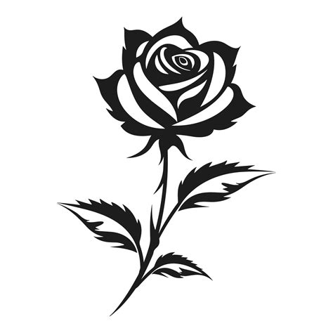 Rose Flower Vector black Silhouette isolated on a white background ...