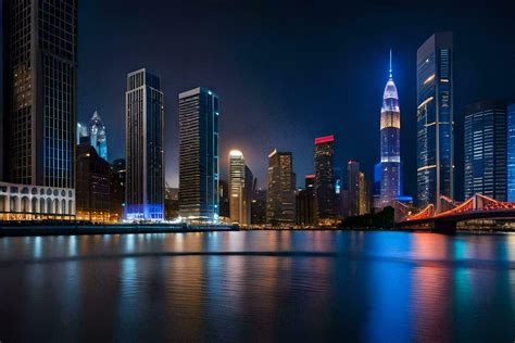 the city skyline at night in china. AI-Generated 34262485 Stock Photo ...