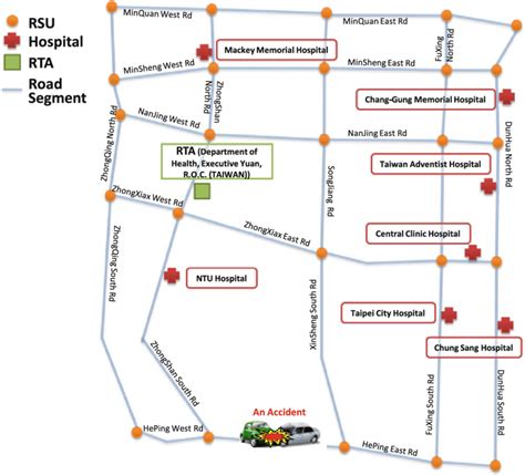 The network topology and hospital locations in the simulation | Download Scientific Diagram