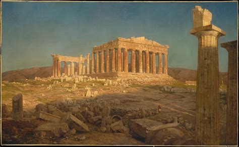 Wallpaper : painting, arch, ruins, Greek mythology, Frederic Edwin Church, The Parthenon, ART ...