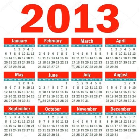 Calendar 2013. — Stock Vector © Kreyster #11985136