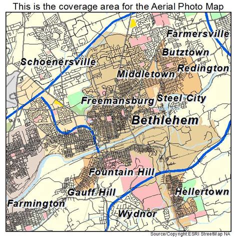 Aerial Photography Map of Bethlehem, PA Pennsylvania