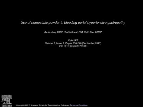 Use of hemostatic powder in bleeding portal hypertensive gastropathy ...