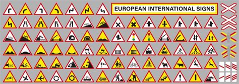 Premium Vector | Warning road signs of Europe Road signs of Europe Bright road signs
