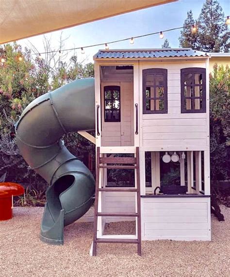 Farmhouse Style Outdoor Playhouse Two Story with Slide | Etsy in 2020 ...