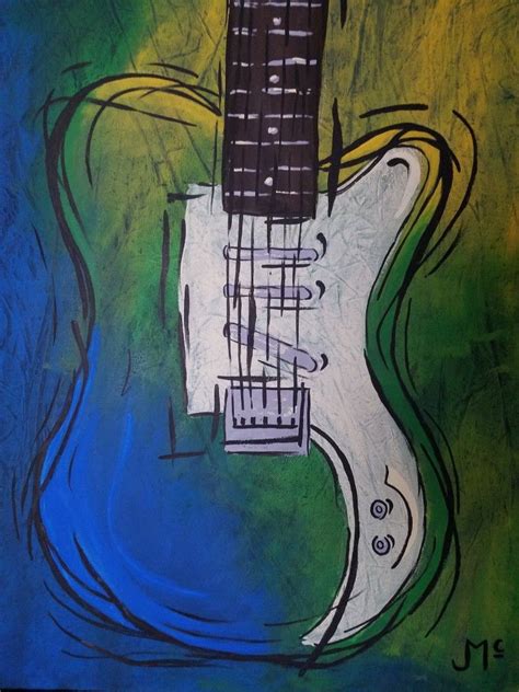 Abstract Guitar. Whimsical . Painting on canvas by Johnny McNabb Art. Acrylic . 16x20 | Music ...