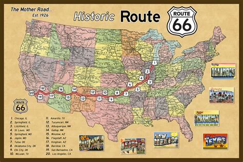 Free Printable Route 66 Map – Printable Map of The United States