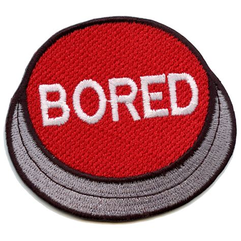 Big Red Bored Button Embroidered Iron-on Patch