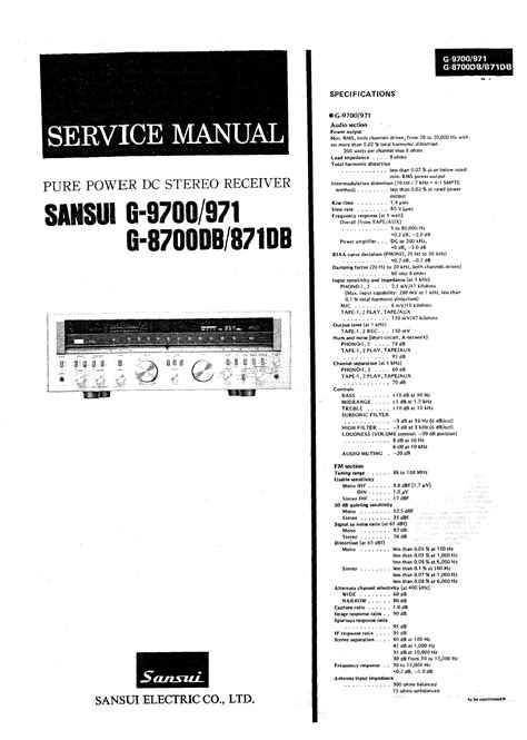 Service Manual for SANSUI G-8700DB - Download