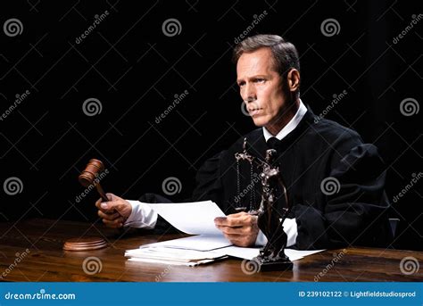 Judge in Judicial Robe Sitting Stock Photo - Image of judge, figure ...