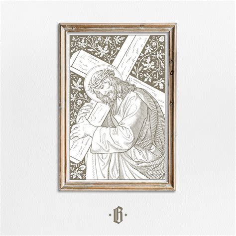 Jesus Christ With Cross Savior Art Print Catholic Poster - Etsy