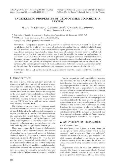 (PDF) Engineering properties of geopolymer concrete: a review