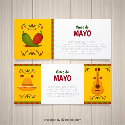 Free Vector | Set of cinco de mayo banners with mexican elements