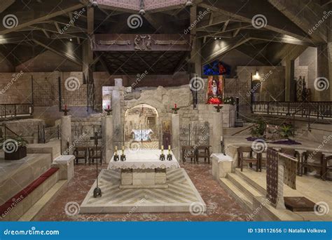 The Interior of the Basilica of the Annunciation. Nazareth Editorial ...