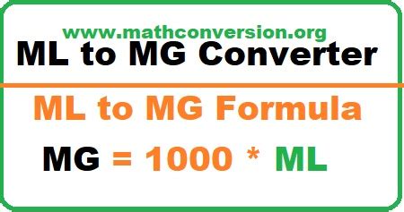 Mg To Ml Conversion Chart