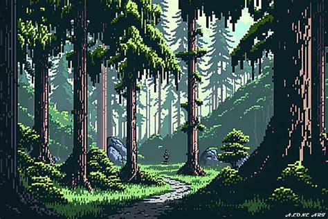 Stunning Forest Big Trees Pixel Art Graphic by Alone Art · Creative Fabrica