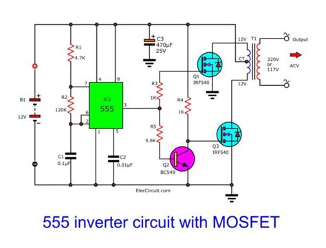 Make Simple 555 Inverter circuit using MOSFET | ElecCircuit.com