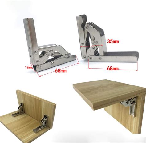 2pcs Stainless Steel 90 Degree Folding Shelf Hinge Bracket Hidden Table ...