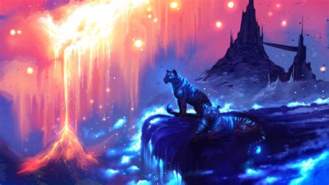 Tigers Fantasy Art 4K #2538 | Fantasy landscape, Tiger art, Fantasy art