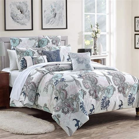 Sapphire Home Luxury 7 Piece King/Cal-King Comforter Set with Shams and Cushions, Multicolor ...