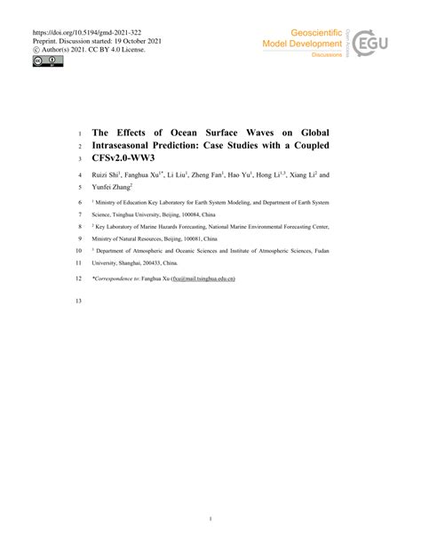 (PDF) The Effects of Ocean Surface Waves on Global Intraseasonal ...