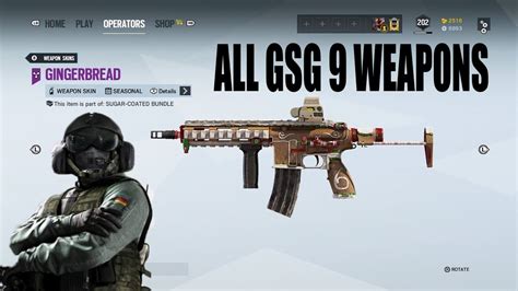 Gingerbread Skin All GSG 9 Operator Weapons - Rainbow Six Siege - YouTube