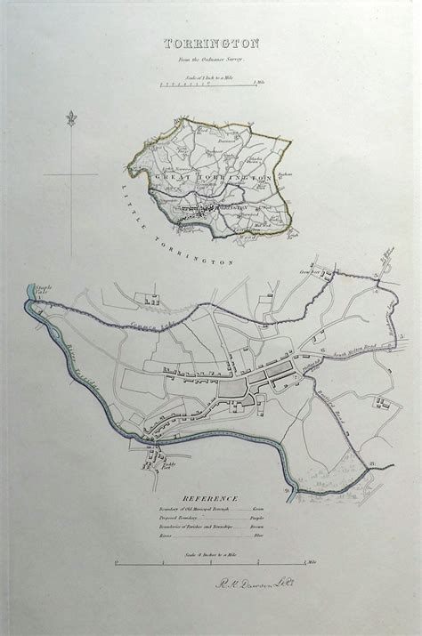 TORRINGTON DEVON UK Street Plan Dawson Original Antique - Etsy