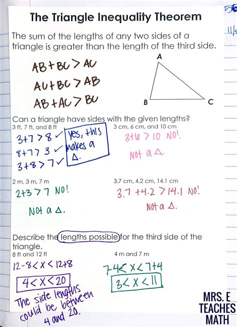 Triangle Inequality Theorem Worksheets