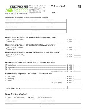 Fillable Online Application for Certificate / Documents - Canadian Birth Certificate Fax Email ...