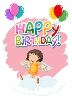 Watercolor angel birthday card | Free Vector