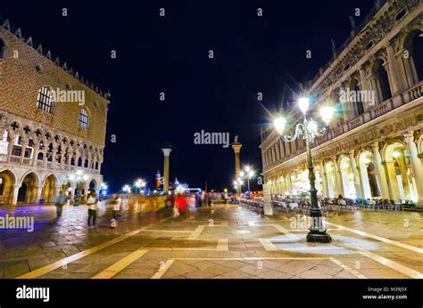 View of the St Mark's Square at night in Venice Stock Photo - Alamy