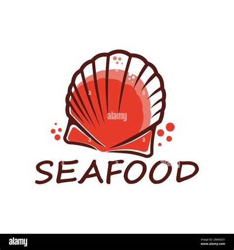 Scallop seafood icon. Fresh fish market symbol, fishing company vector emblem or sign. Asian ...