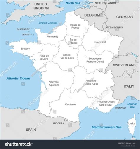 Political Map France Borders Borders Regions Stock Vector (Royalty Free ...