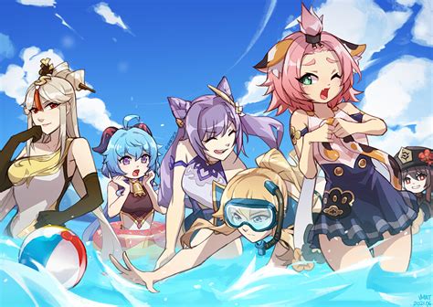 ArtStation - Pool Party Genshin Impact Girls