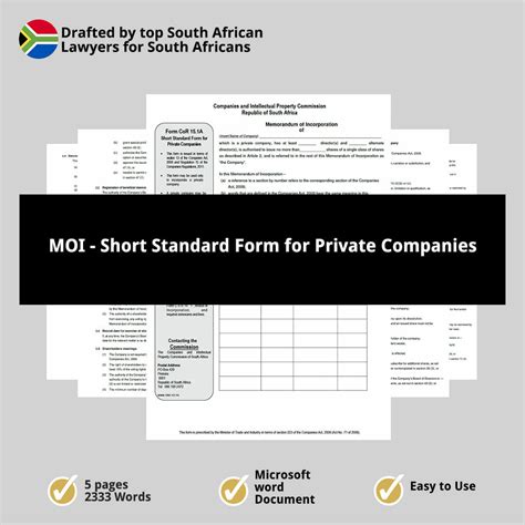 MOI - Short Standard Form for Private Companies - Agreements Online