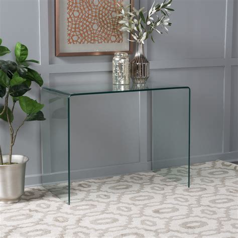 Classon Modern Rectangular Tempered Glass Console Table – GDF Studio